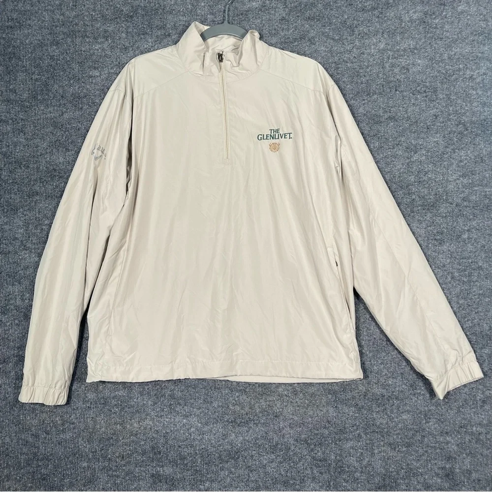 NWT Callaway Golf X Series Men Medium The Glenlivet Logo Tan Zip Pullover Jacket